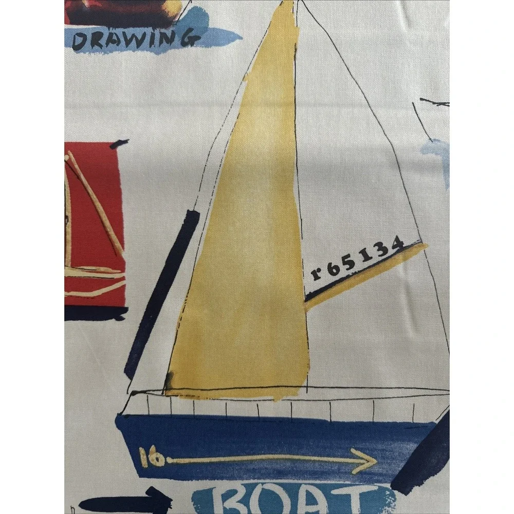 Vintage Covington Nautical Sailboat Fabric 25 Yards Coastal Decor Cotton Canvas